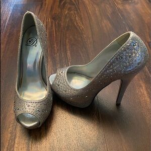 My Delicious Rhinestone Peep Toe Heels